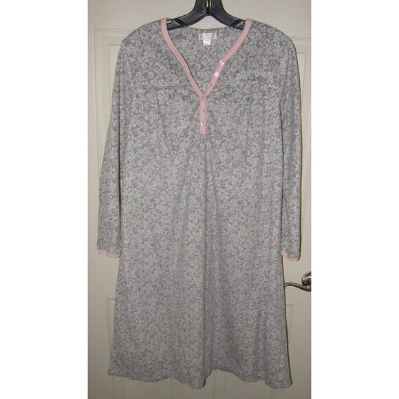 Gray & Pink Sz Medium (8-10) Comfy Soft Fleece Lounge Night Gown CELESTIAL DREAM - Picture 1 of 3